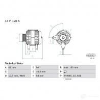 Генератор BOSCH 0986044841 33TVS9W 4 484 332868 - Изображение 2