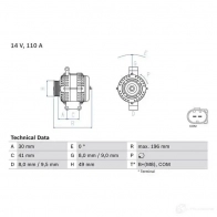 Генератор BOSCH 4 613 J32QFVF 0986046130 332979 - Изображение 2