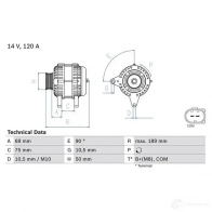 Генератор BOSCH Bmw Z4 (E85) 1 Кабриолет 2.5 i 192 л.с. 2003 – 2005 461 7 JZ9NM 0986046170