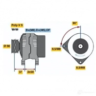 Генератор BOSCH 406 0 LLRUUDE Audi A6 (C5) 2 Универсал 1.9 Tdi 110 л.с. 1998 – 2001 0986040600