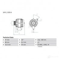 Генератор BOSCH 42 20 0986042201 J2K6PG 332704