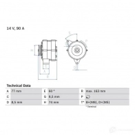 Генератор BOSCH 332237 0986035820 3 582 UPEU1X