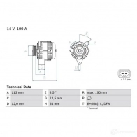 Генератор BOSCH 81 41 RJLPNX 333372 0986081410 - Изображение 3
