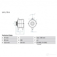 Генератор BOSCH 0986038401 38 40 3A2OQT5 332397