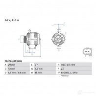 Генератор BOSCH 48 75 Mini Cooper (R52) 1 Кабриолет NCNLV 0986048750