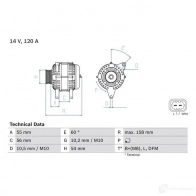 Генератор BOSCH 81 38 0986081380 333369 P61X62 - Изображение 2