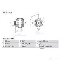 Генератор BOSCH Audi A4 (B5) 1 1994 – 2000 0986040350 L5AYTLB 4 035