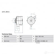 Генератор BOSCH Volkswagen Transporter (T4) 4 Автобус 1.9 D 61 л.с. 1990 – 1995 349 9 PRNVOP 0986034990