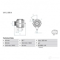 Генератор BOSCH 333350 NQL92 0986081190 811 9 - Изображение 3