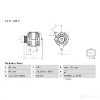 Генератор BOSCH 9U8W16O 80 66 333301 0986080660 - Изображение 2