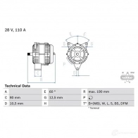 Генератор BOSCH 0986046590 4 659 333022 O2JM9Y - Изображение 2