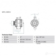 Генератор BOSCH 0M2XM3 332794 436 6 0986043660