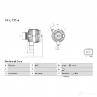 Генератор BOSCH 333063 47 54 0986047540 Q5PW1Y - Изображение 3