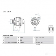 Генератор BOSCH IASVT1 45 61 0986045611 Mitsubishi Pajero 3 (V6, V7) Внедорожник 2д 3.2 DI D (V68W. V78W) 165 л.с. 2000 – 2006