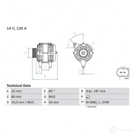 Генератор BOSCH 333015 46 52 T7T5U 0986046520 - Изображение 3