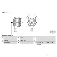 Генератор BOSCH YZ0NF 49 82 333219 0986049820