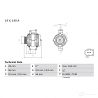 Генератор BOSCH 0986081370 81 37 Audi Q5 HLKS76Q