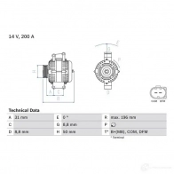 Генератор BOSCH 0986047490 333058 V6C86AQ 4 749 - Изображение 2