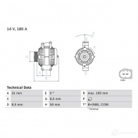Генератор BOSCH Q25J36 81 91 333389 0986081910 - Изображение 2