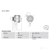 Генератор BOSCH 0986047560 333065 882N99 475 6 - Изображение 3