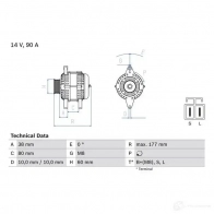 Генератор BOSCH H0TMFQF 333217 0986049800 4 980 - Изображение 3