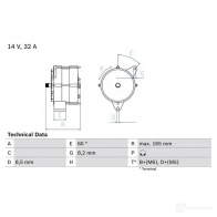 Генератор BOSCH 30 14 331947 FKH37 0986030140