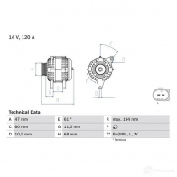 Генератор BOSCH 44 89 0986044890 332871 FJY8YP - Изображение 2
