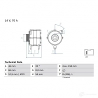 Генератор BOSCH 0986036851 332301 E1UZV 368 5 - Изображение 2