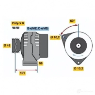 Генератор BOSCH Mercedes C-Class (W202) 1 Седан 1.8 C 180 (2018) 122 л.с. 1993 – 2000 XR7NJ8P KC (R) 14V 45/90A 0123320044