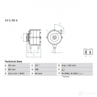 Генератор BOSCH 3 732 0986037321 332334 XUF4GV6 - Изображение 2