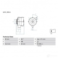 Генератор BOSCH 0986034830 34 83 29LSL 332188 - Изображение 3