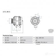 Генератор BOSCH WWHUB9 44 70 332857 0986044701 - Изображение 2