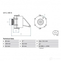 Генератор BOSCH XKD57TD 4 176 0986041760 332660