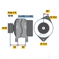 Генератор BOSCH 40 69 0986040691 C8U7DS Fiat Marea (185) 1 Универсал 1.9 TD 100 (185Bx) 100 л.с. 1996 – 2003