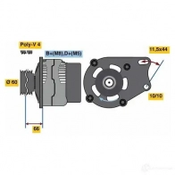 Генератор BOSCH 0S064HM Fiat Punto (188) 2 Хэтчбек 1.2 16V 80 (1833, 235, 253, 255, 333, 353, 639 80 л.с. 1999 – 2006 0986080670 8 067