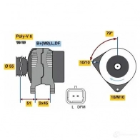 Генератор BOSCH 81 35 Citroen Jumpy 1 (BU, BX) Кабина с шасси 2.0 136 л.с. 2003 – 2006 0986081350 6WM92