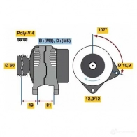 Генератор BOSCH 0986049740 Fiat Strada D3ZY0DZ 497 4