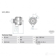 Генератор BOSCH 333527 VT8MBRK 0986083720 8 372 - Изображение 3