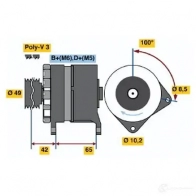 Генератор BOSCH ZVFF2F Bmw 8 (E31) 1 Купе 5.6 850 CSi 380 л.с. 1992 – 1996 G1 (>) 14V 8/32A 0120339547