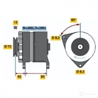 Генератор BOSCH N1 (R) 14V 25/140A 0120468098 304712 F45YTS