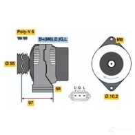 Генератор BOSCH GIJKE 45 79 0986045791 Suzuki Grand Vitara (FT, HT) 1 Кроссовер 2.0 4x4 (TA52. TL52. SQ 420) 128 л.с. 1998 – 2003