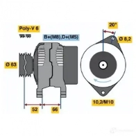 Генератор BOSCH 3G6UG3Z Citroen Xantia 1 (X1, X2) Универсал 2.1 Turbo D 12V 109 л.с. 1996 – 1999 38 81 0986038811