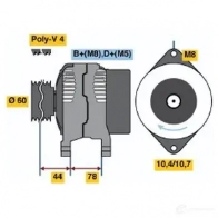 Генератор BOSCH 9DAWNLP 4 480 Nissan Primera (P11) 2 Седан 1.6 16V 99 л.с. 1996 – 2000 0986044801