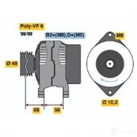 Генератор BOSCH E8 (>) 14V 75/140A Saab 9-5 (YS3E) 1 Седан 3.0 TiD 177 л.с. 2001 – 2009 0124525019 AKOJNEJ