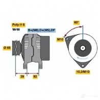 Генератор BOSCH GRQ7MD 0123520020 Audi A8 (D2) 1 Седан 2.5 Tdi 180 л.с. 2000 – 2002 NC (R) 14V 90-150A