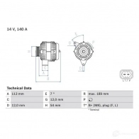 Генератор BOSCH 1437240515 FS 45IJ 0986083820 - Изображение 2