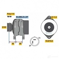 Генератор BOSCH V09ZNIV Dodge Caravan 3 (NS) Минивэн 2.4 i 151 л.с. 1995 – 2001 81 28 0986081280