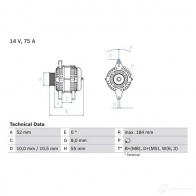 Генератор BOSCH 0986042031 8TIF3K Renault Master 42 03