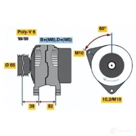 Генератор BOSCH Audi A4 (B5) 1 Седан 2.7 S4 Quattro 265 л.с. 1997 – 2001 NC (R) 14V 70/120A 0123510092 ZD0973H