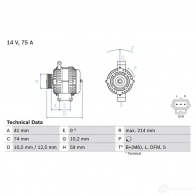 Генератор BOSCH 42 65 Ford Transit 6 (FM) Грузовик 2.4 DI (FA. FB. FC. FD) 90 л.с. 2000 – 2006 0986042650 DRAIAQC